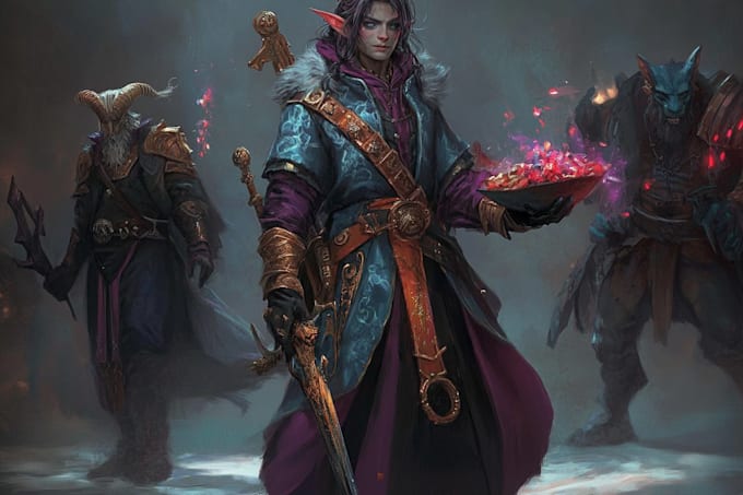 draw dark fantasy character with intense mood