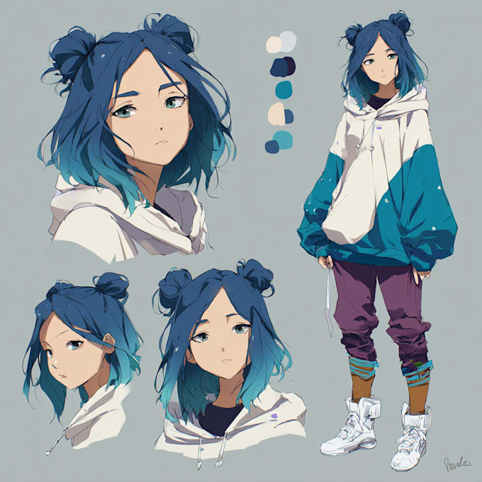 create original anime character sheet or reference for