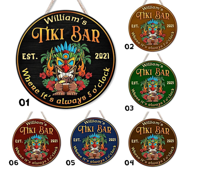 make custom summer themed and skull tiki bar logo