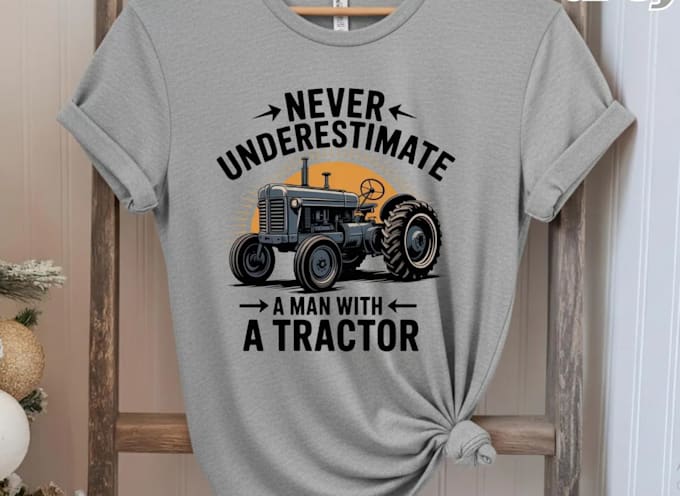 create retro farmer t shirt tractor logo