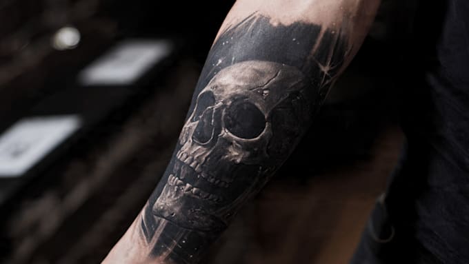 make a realistic black and white tattoo design for you