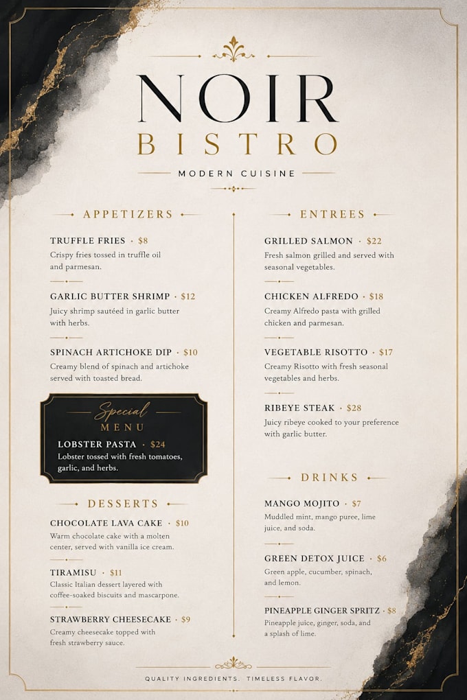 design a stunning restaurant menu