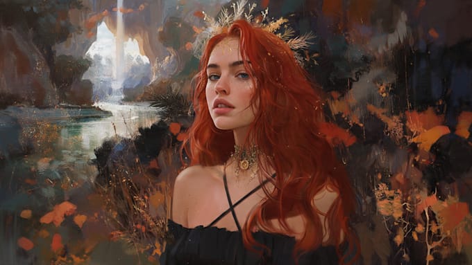 draw semi realistic character, portrait, illustration