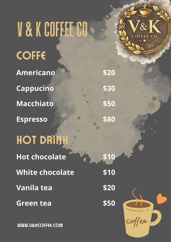 design a modern cafe menu card or coffee shop menu