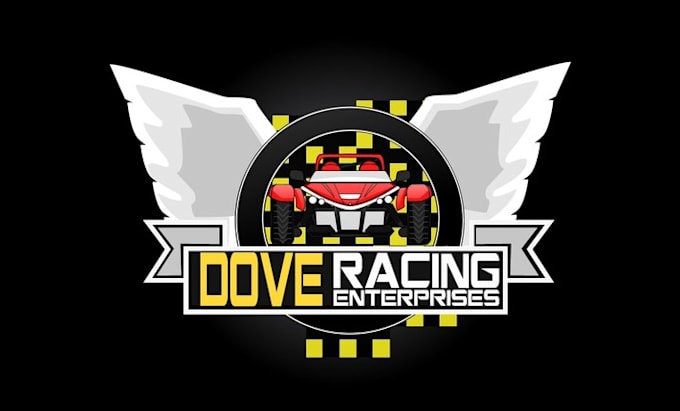 create glamorous car logo for dove racing enterprises