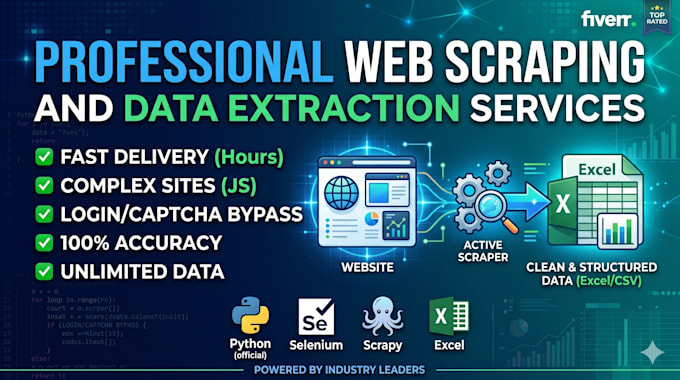 do expert web scraping, data mining, and professional excel dashboards