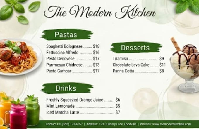 create your restaurant menu list with custom design