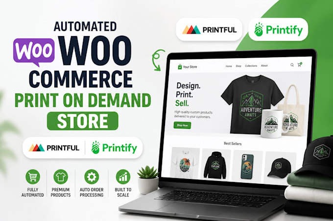 create an automated woocommerce print on demand store with printful and printify