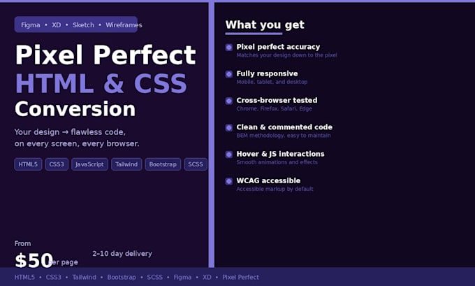 convert figma designs to pixel perfect HTML CSS websites