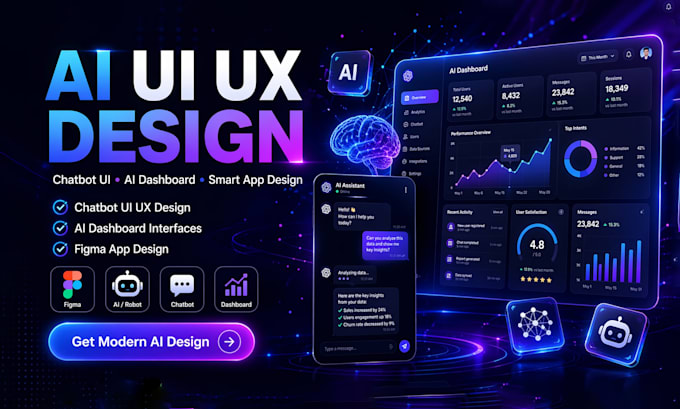 design ai chatbot UI UX and dashboard in figma