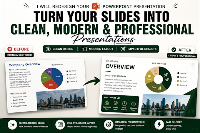 redesign your powerpoint into clean modern slides