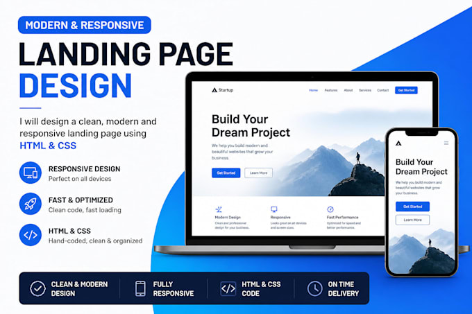 Build a modern and responsive landing page using html css by Axivor ...