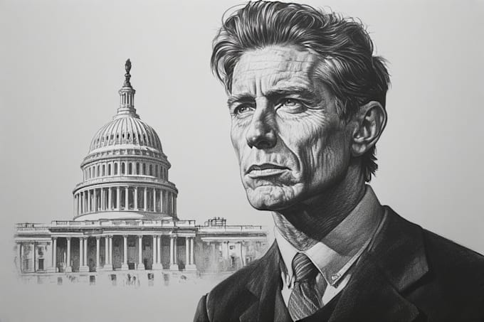 make a gorgeous a hedcut wsj portrait style from photo