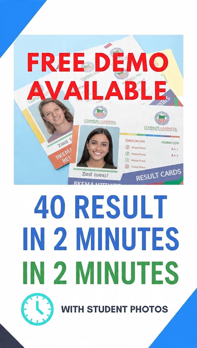 create 40 result cards in 2 mintues for schools with photo in google sheets