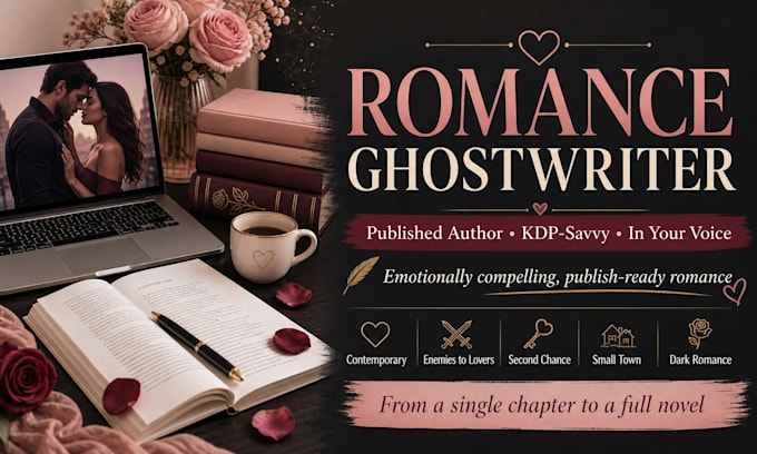 ghostwrite your romance novel or chapter, edited and KDP ready