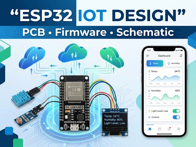 Design esp32 iot circuit schematic, pcb layout and firmware for ...