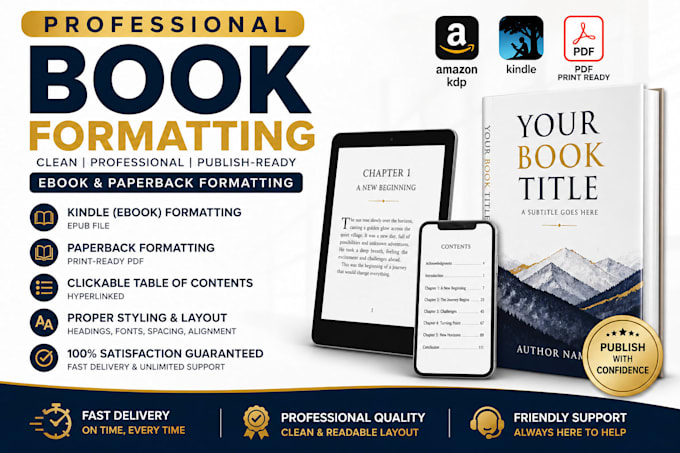 do book formatting, amazon KDP, ebook and paperback