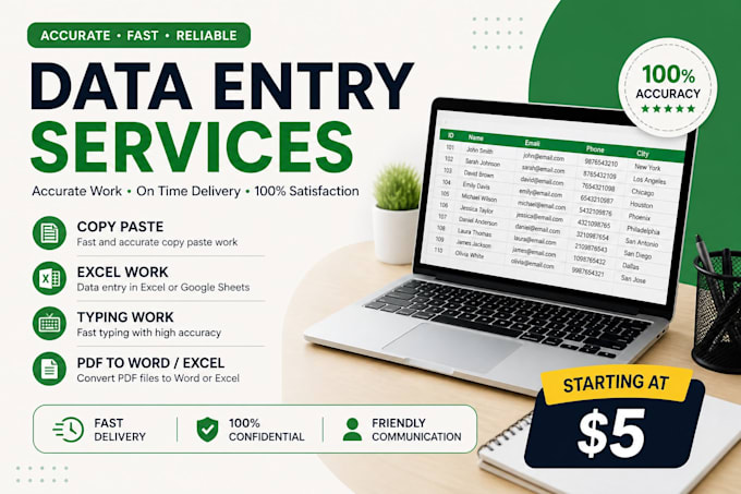 do accurate data entry, copy paste and typing work