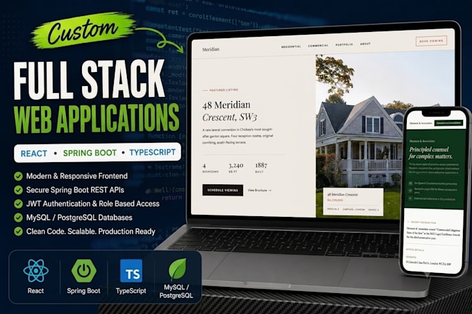 build a custom react and java spring boot web application