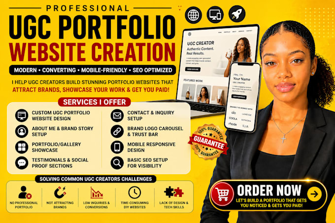 design ugc content creator portfolio, ugc media kit, ugc website design on canva