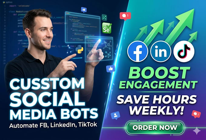 create custom social media bot, fb bot, tiktok bot, ig bot and telegram bot