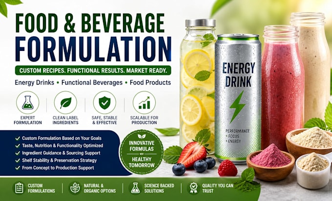 formulate energy drinks, functional beverages and food products formulation