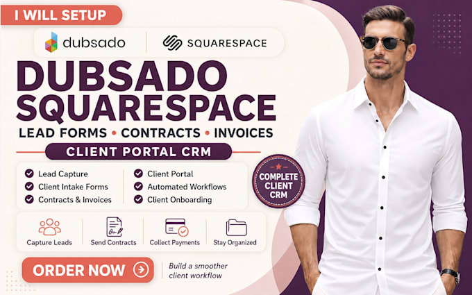setup dubsado squarespace lead form contract invoice client portal crm