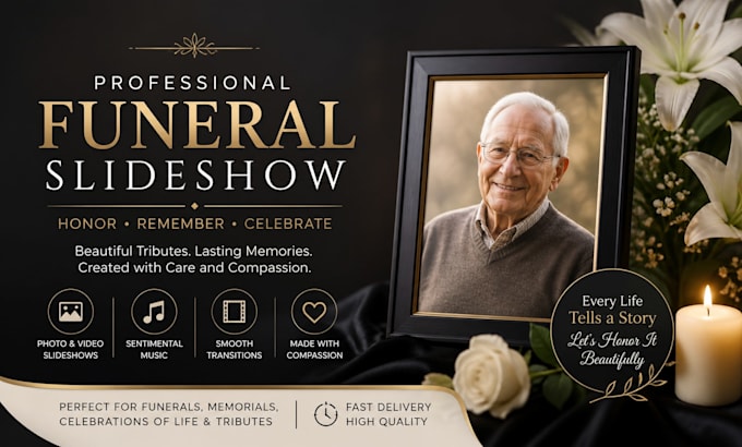 create memorial tribute, memorial and wedding slideshow with photos and videos