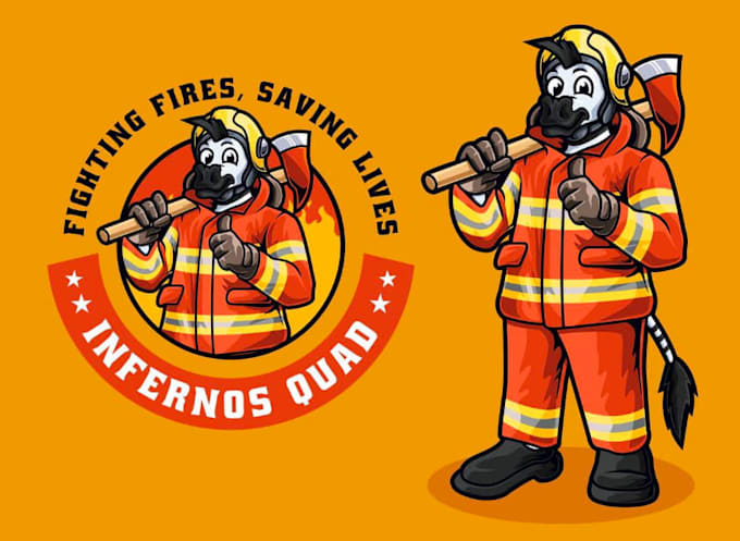 create firefighter mascot logo design with unlimited review