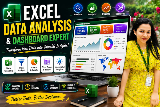 create excel dashboard, reports, data cleaning and analysis