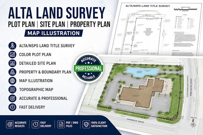 do alta land survey, color plot plan, site plan, property plan, map illustration