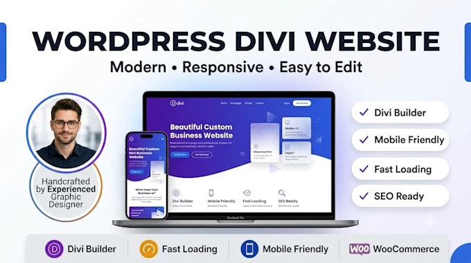 design a professional wordpress divi website using divi theme