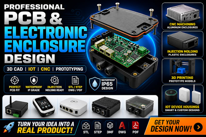 design pcb enclosure, pcb casing and sheet metal enclosure ready for 3d printing