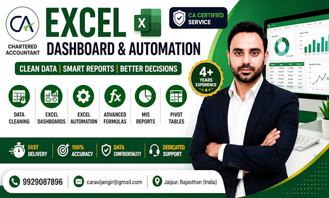 create excel dashboards, mis reports and automate spreadsheets