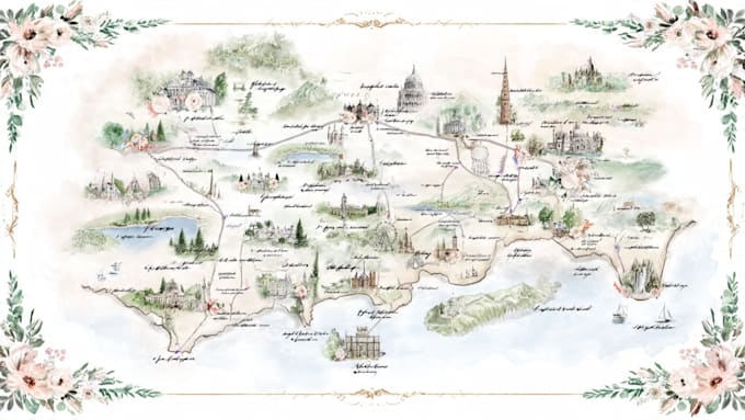 do custom watercolor wedding map