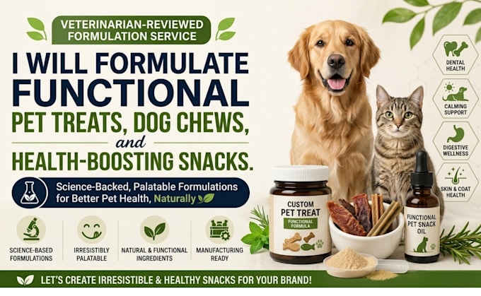 formulate functional pet treats, dog chews, and health boosting snacks