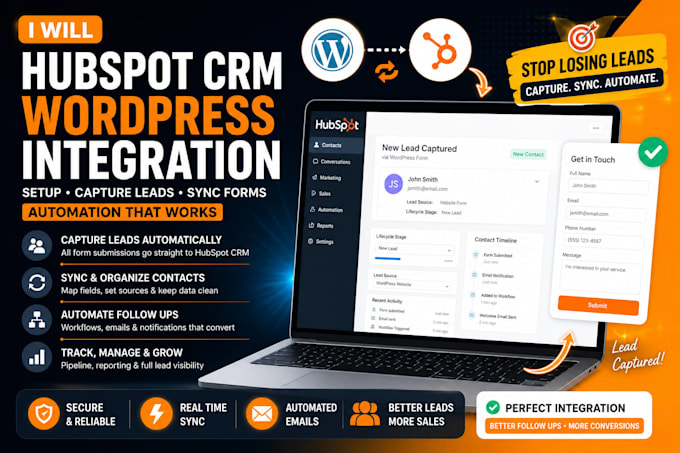 hubspot CRM wordpress integration setup capture leads sync forms automation
