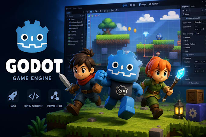 develop a professional 2d or 3d game for pc and mobile in godot 4
