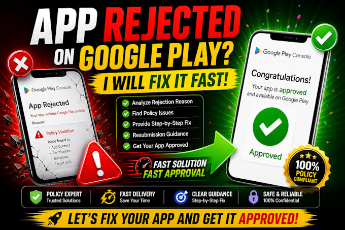 resolve google play console rejection and policy violations