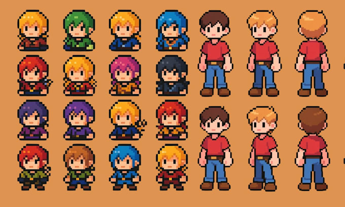 create top down pixel character sprite sheets for rpg games