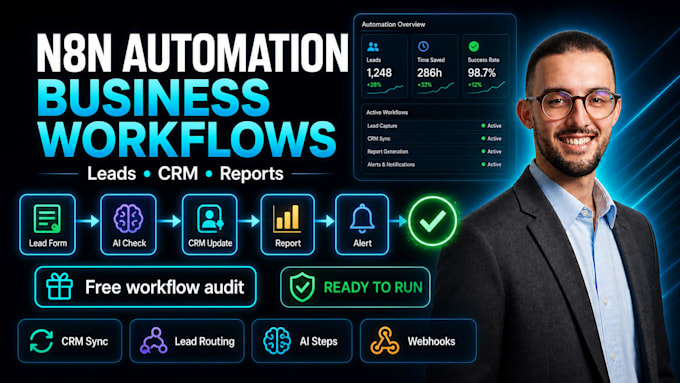 build n8n automation for CRM, leads, reports and workflows