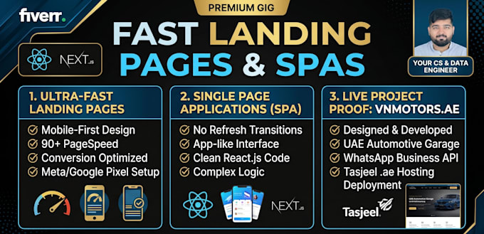 build a responsive web landing page and custom web application