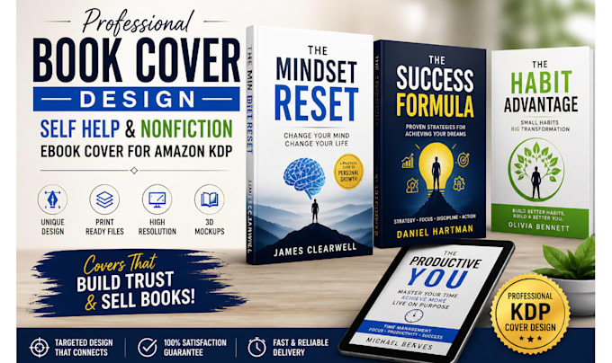 design self help book cover, nonfiction ebook cover design for kindle publishing