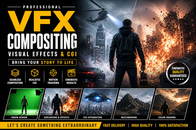 do professional vfx compositing, visual effect and cgi for your film