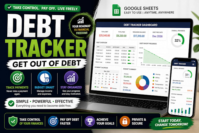 create a debt tracker and budget planner in google sheets with dashboard