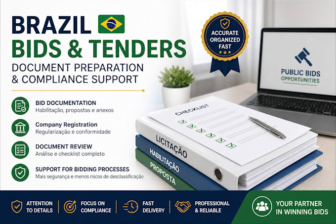 prepare and organize documents for public bids and tendes