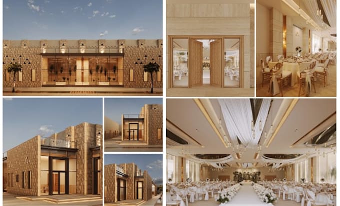 design luxury wedding stage and reception with 3d lighting visualization