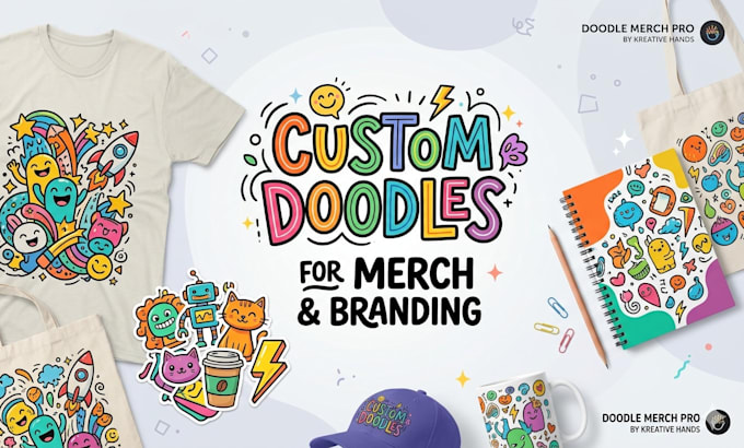 create hand drawn doodle illustration collage for branding