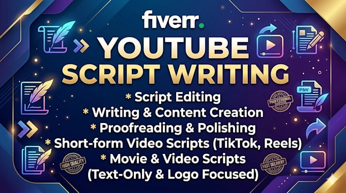 youtube and short form script writing, editing or proofreading