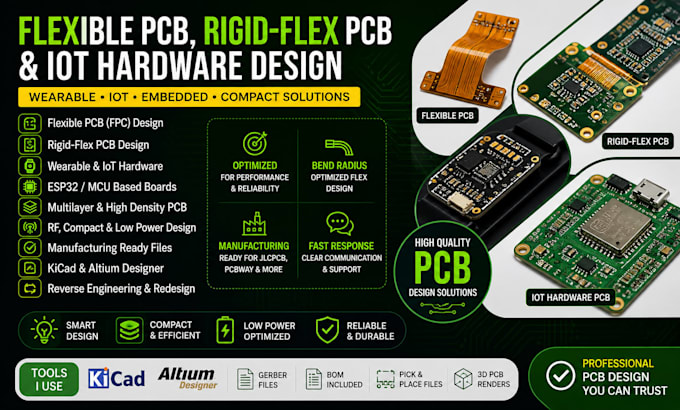design flexible pcb, rigid flex pcb, wearable and iot hardware design